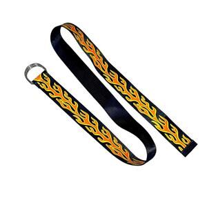 Fire flame nylon adjustable belt with loop silver closure skater style grunge